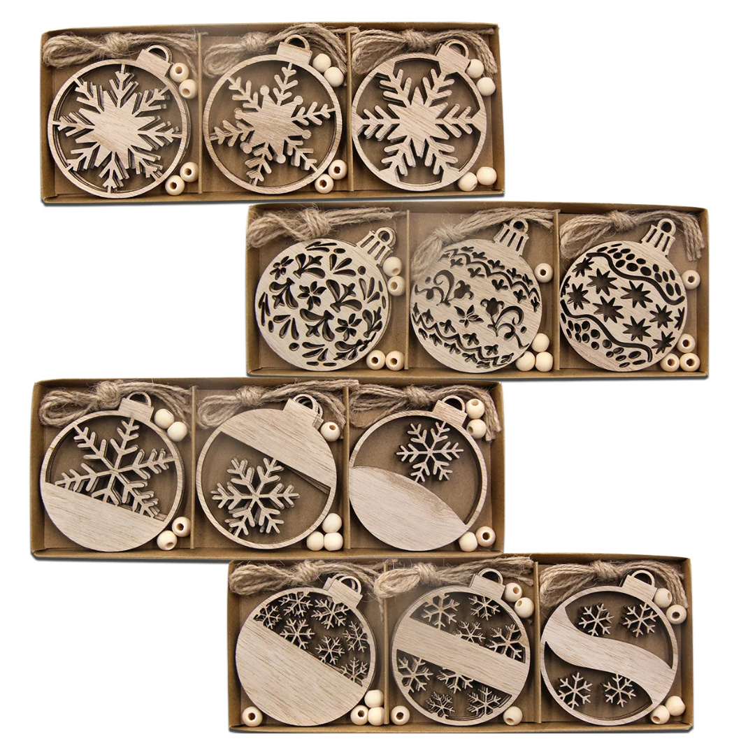 Flocons de Neige en Bois Naturel (pack de 12)