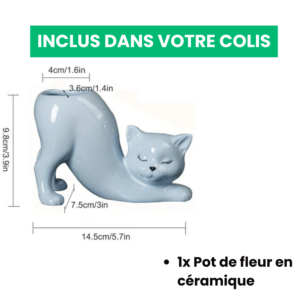 Adorável vaso de flores para gatos