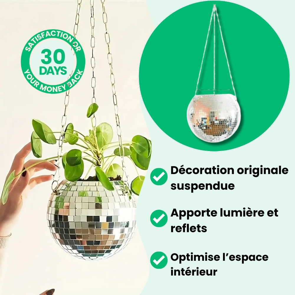 Pot de Fleur Boule à Facette Éclatant