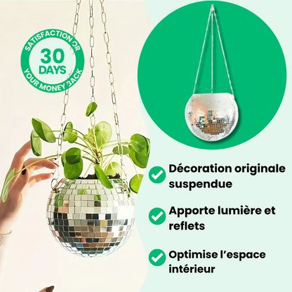 Pot de Fleur Boule à Facette Éclatant