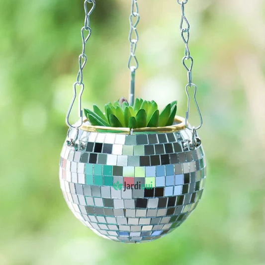 Vaso de flores com bola de discoteca cintilante