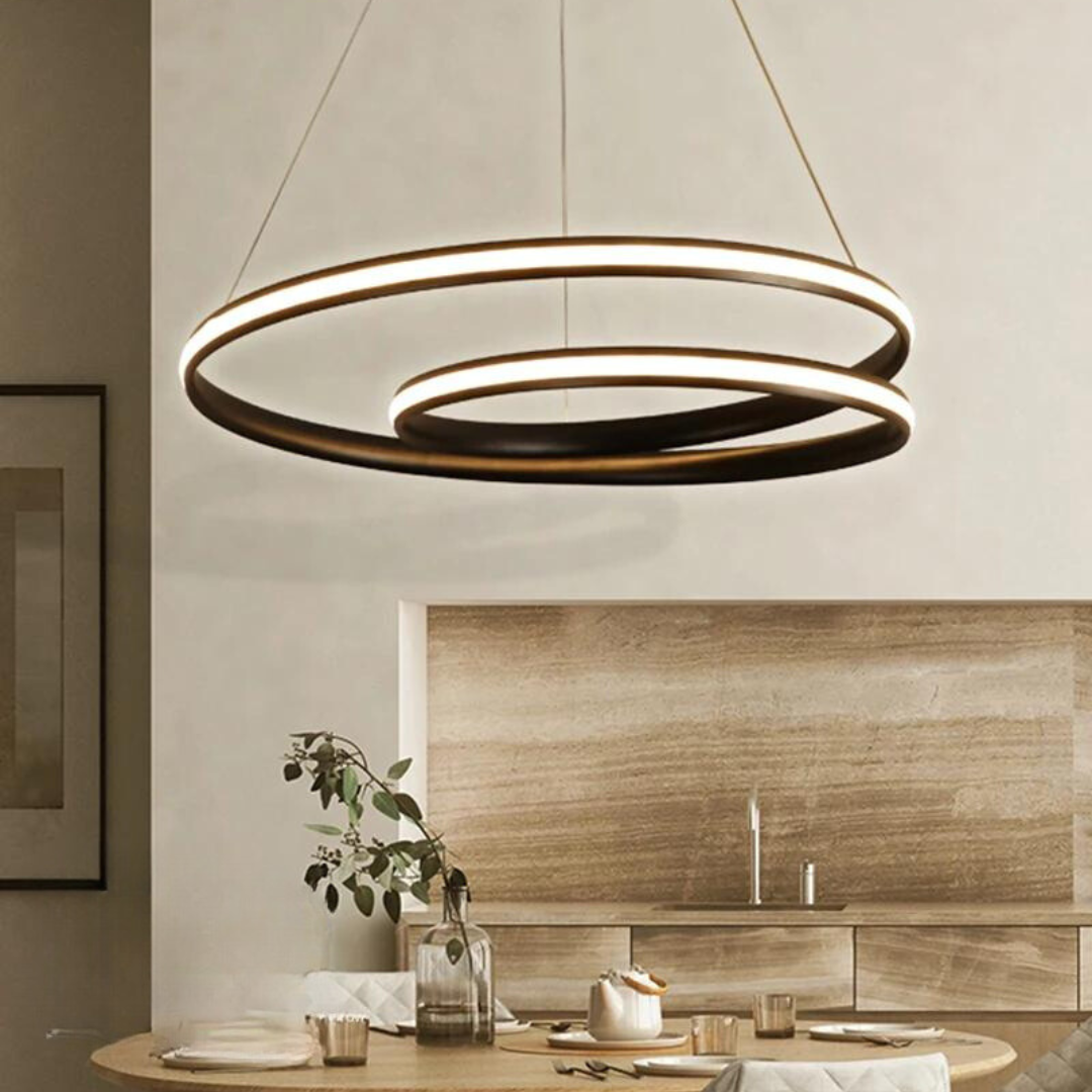 Lustre circular moderno de design preto para sala de estar