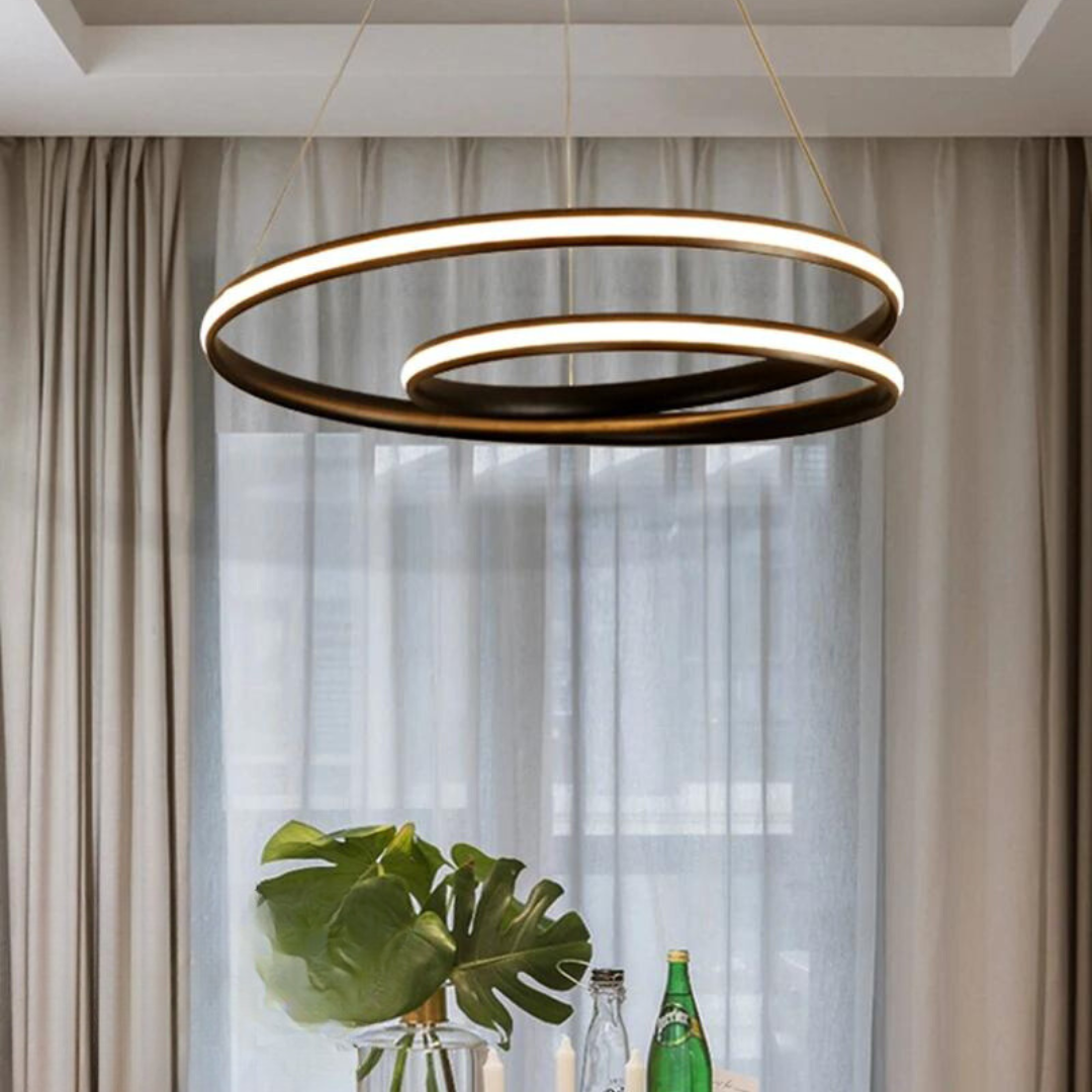 Lustre circular moderno de design preto para sala de estar