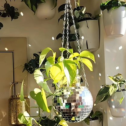 Pot de Fleur Boule à Facette Éclatant