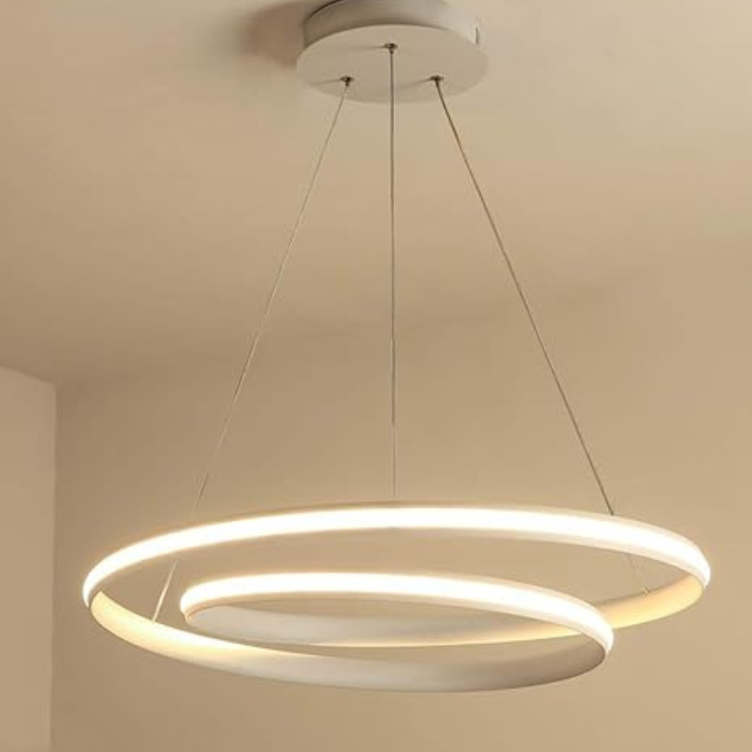 Lustre circular minimalista de design branco para sala de estar