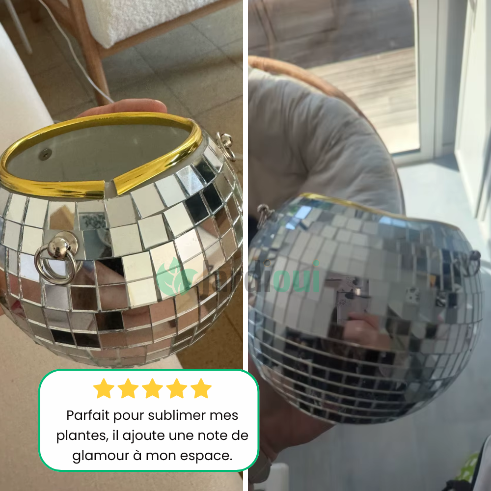 Pot de Fleur Boule à Facette Éclatant