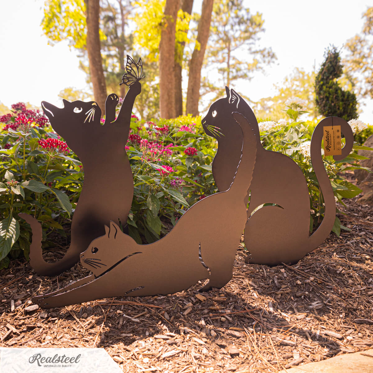 Décoration Jardin Chat Noir Mystérieux (Lot de 2 + 1 Offerte)