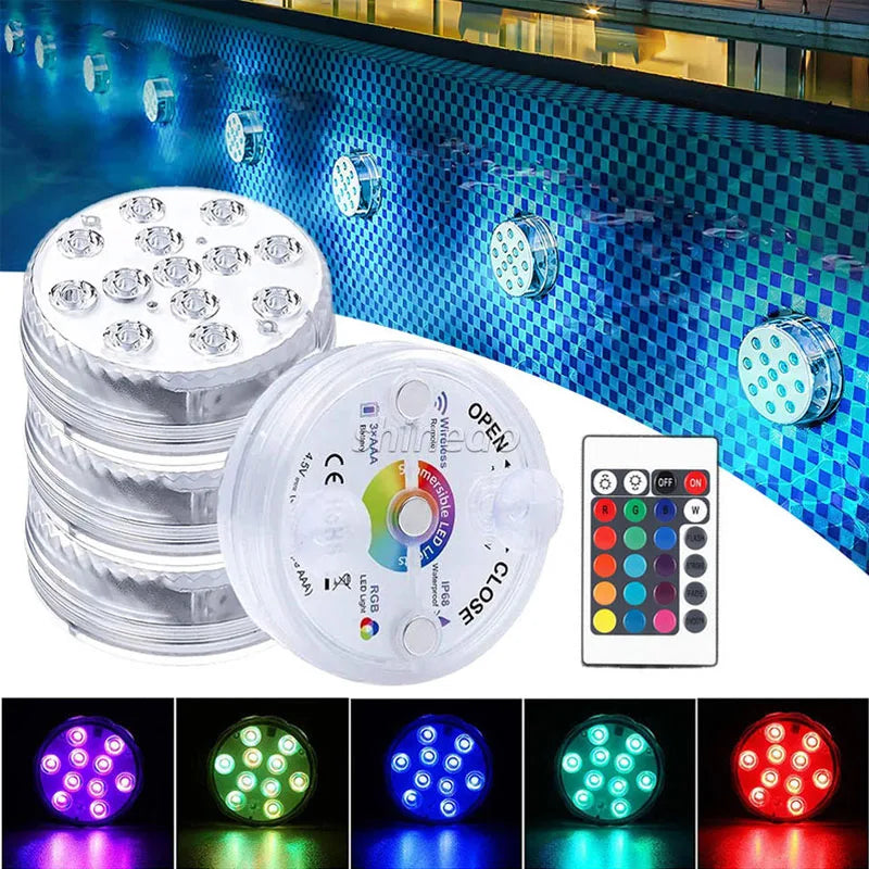 Luzes LED submersíveis para piscina multicoloridas