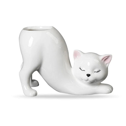 Jardioui 1 Pot (29.90 €/ pcs) / Blanc Pot de Fleur Chat Adorable