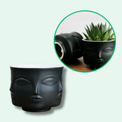 Jardioui 2 Pots (34.90 €/ pcs) / Noir Pot de Fleurs Visage Artistique