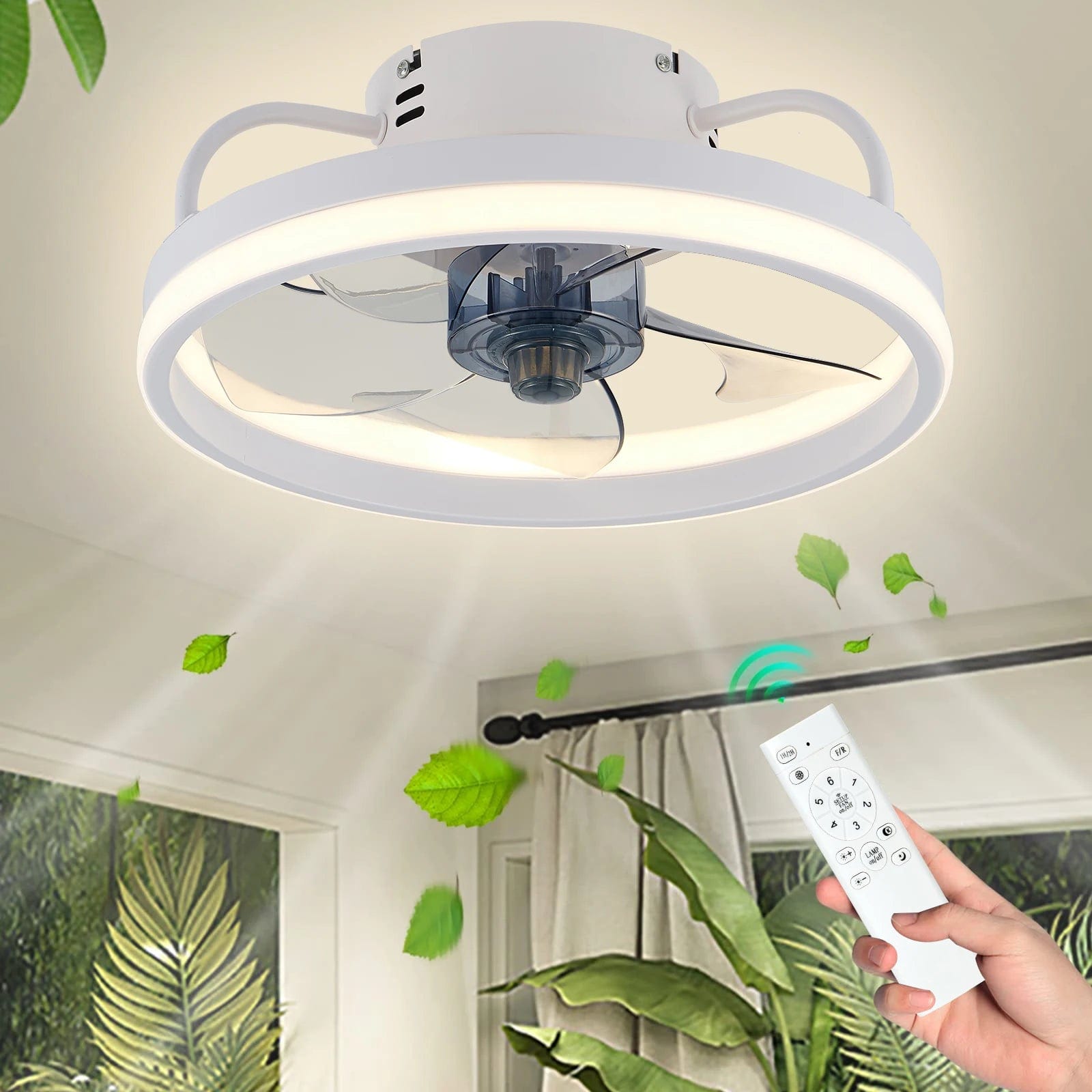 Jardioui 2 Ventilateurs (64.90 €/ pcs) / Blanc Ventilateur de Plafond avec Lumière Multifonction Premium