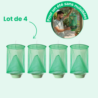 Jardioui 4 Pièges (8.73€/Pcs) Piège à mouches Suspendu d'Extérieur Ultra Efficace