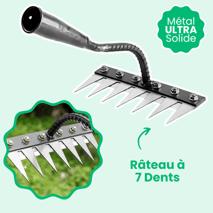 Jardioui 7 Dents Râteau Désherbant Ultra-Efficace Renforcé