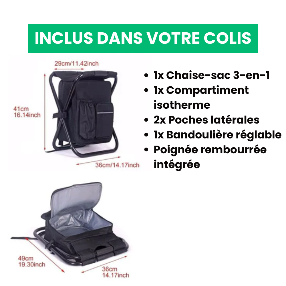 Jardioui Chaise Sac à Dos 3-en-1 Ultime