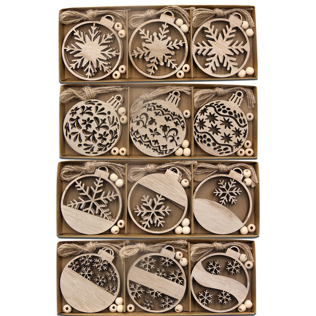 Jardioui Flocons de Neige en Bois Naturel (pack de 12)