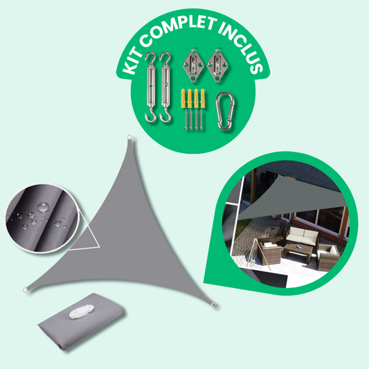 Jardioui Gris / S (3x3x3m) Voile d'Ombrage Triangulaire Imperméable