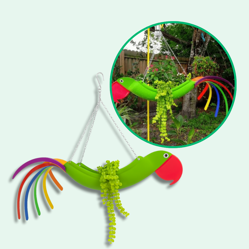 Jardioui Perroquet vert Pot de Fleurs Suspendu Animaux Artistiques