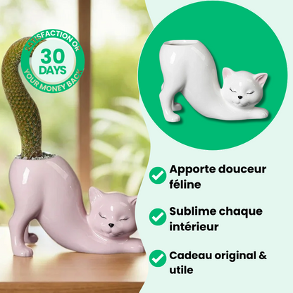 Jardioui Pot de Fleur Chat Adorable