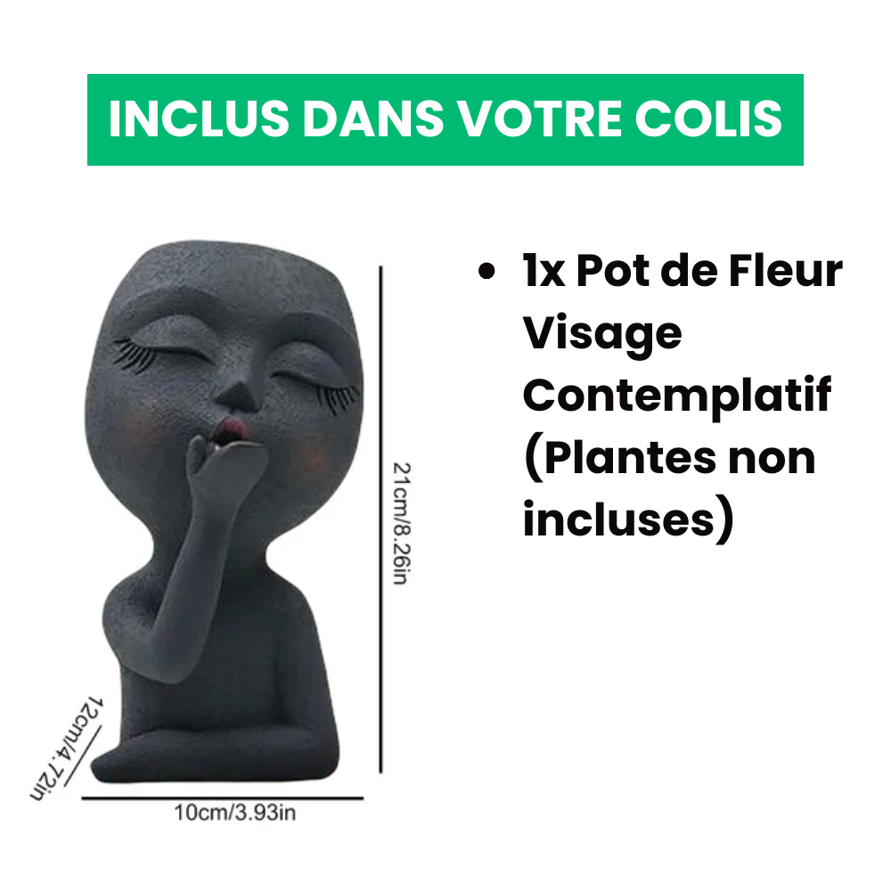 Jardioui Pot de Fleur Visage Contemplatif