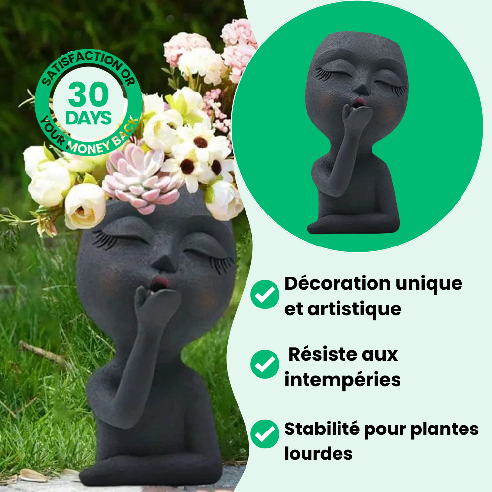 Jardioui Pot de Fleur Visage Contemplatif