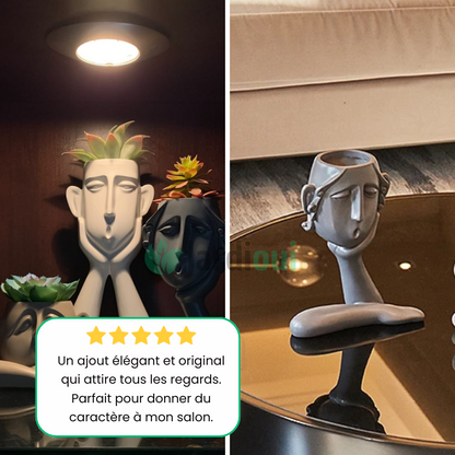 Jardioui Pot de Fleurs Visages Artistiques Élégants