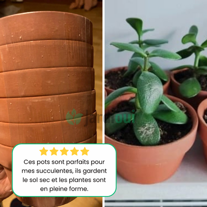Jardioui Pots de Fleurs en Terre Cuite Écologiques (4 + 2 Offerts)
