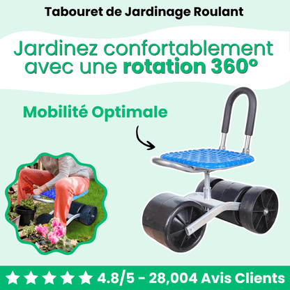 Jardioui Tabouret Roulant de Jardinage Ergonomique Ultra-confortable