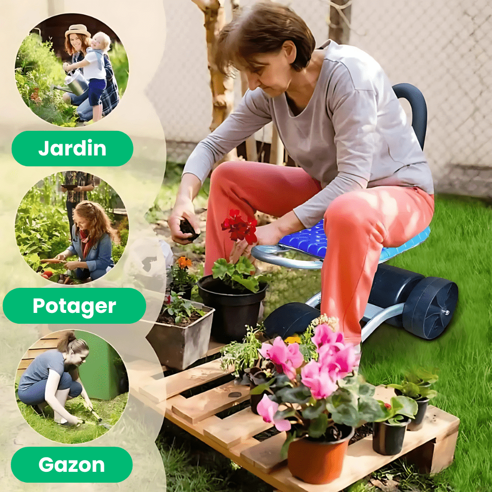 Jardioui Tabouret Roulant de Jardinage Ergonomique Ultra-confortable