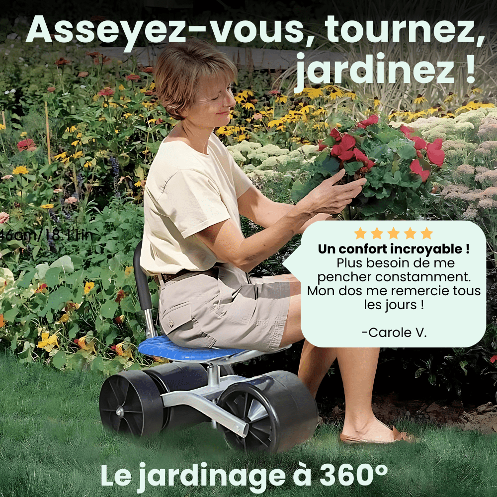 Jardioui Tabouret Roulant de Jardinage Ergonomique Ultra-confortable