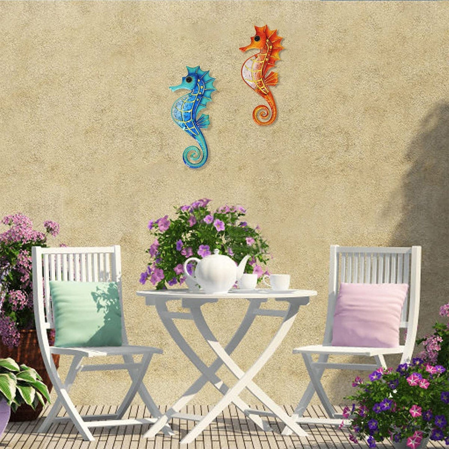 frJardioui Décoration Murale "Trio d'Hippocampe" ( 3 pièces )