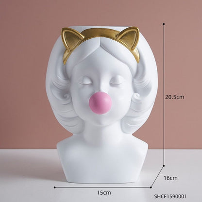 frJardioui Grand / Oreilles de chat Vase "La Jeune Fille au chewing-gum"