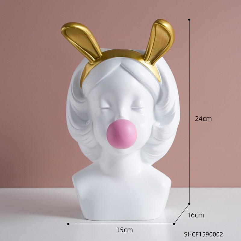 frJardioui Grand / Oreilles de lapin Vase "La Jeune Fille au chewing-gum"