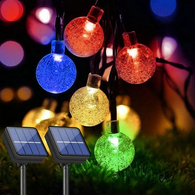 frJardioui Guirlande Solaire Multicolore / 6M 30LEDS Guirlande Solaire Extérieure LED en Forme d'Ampoule